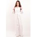 Boho Style Ukrainian Embroidered Maxi Broad Dress White on White "Flower Fantasy"